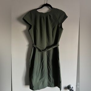 H&M Sage Green Cap Sleeve Belted Dress